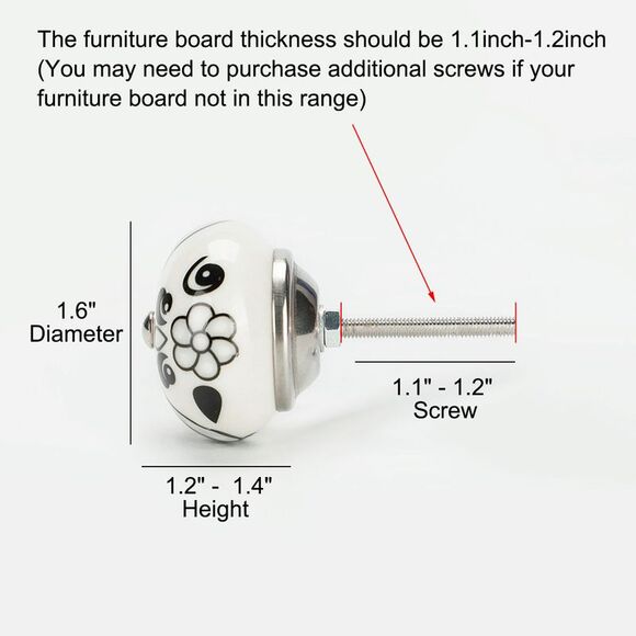 6pcs Vintage Knobs Floral Ceramic Pumpkin Drawer Pulls Knob, Black tillandsia - Picture 2 of 6